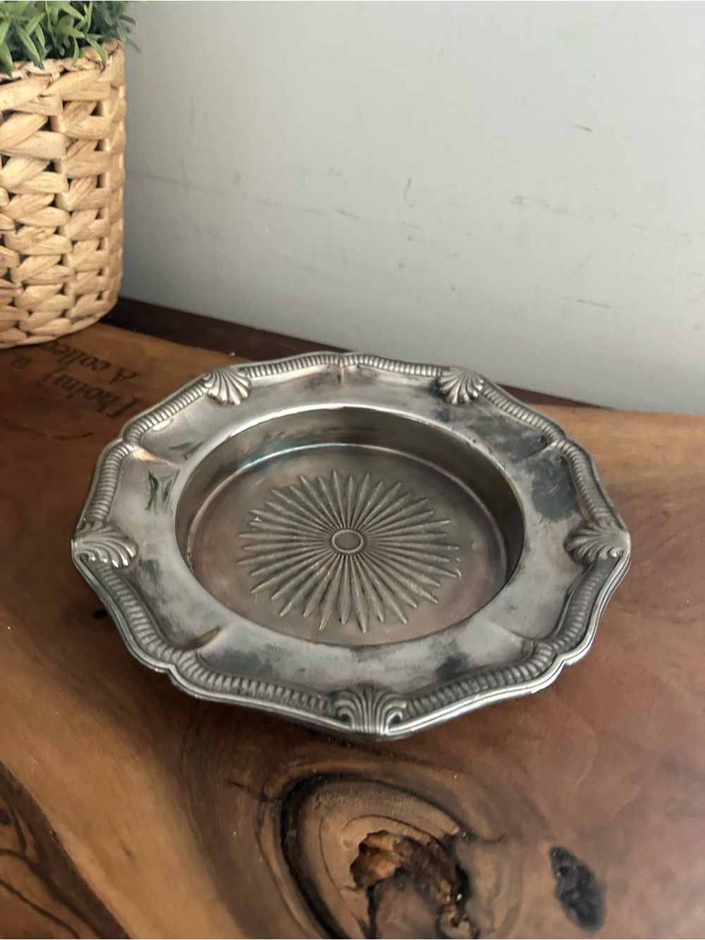 Ornate Metal Serving Bowl in Silver - Decorative Home Accent